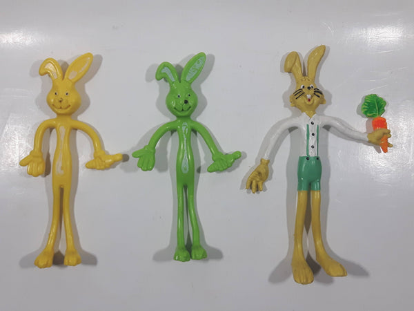 Set of 3 Bendable 5 1/2" to 6" Tall Toy Rabbit Figures