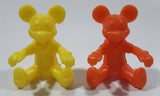 Mickey Mouse Orange and Yellow Plastic Pencil Toppers 2" Tall Toy Figures