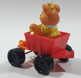 1990 Muppet Babies Fozzie Bear in a Red Train Pump Jack Rail Car Plastic Toy McDonald's Happy Meal
