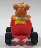 1990 Muppet Babies Fozzie Bear in a Red Train Pump Jack Rail Car Plastic Toy McDonald's Happy Meal
