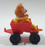 1990 Muppet Babies Fozzie Bear in a Red Train Pump Jack Rail Car Plastic Toy McDonald's Happy Meal