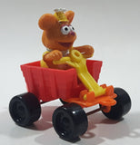 1990 Muppet Babies Fozzie Bear in a Red Train Pump Jack Rail Car Plastic Toy McDonald's Happy Meal
