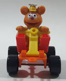 1990 Muppet Babies Fozzie Bear in a Red Train Pump Jack Rail Car Plastic Toy McDonald's Happy Meal