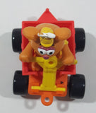1990 Muppet Babies Fozzie Bear in a Red Train Pump Jack Rail Car Plastic Toy McDonald's Happy Meal