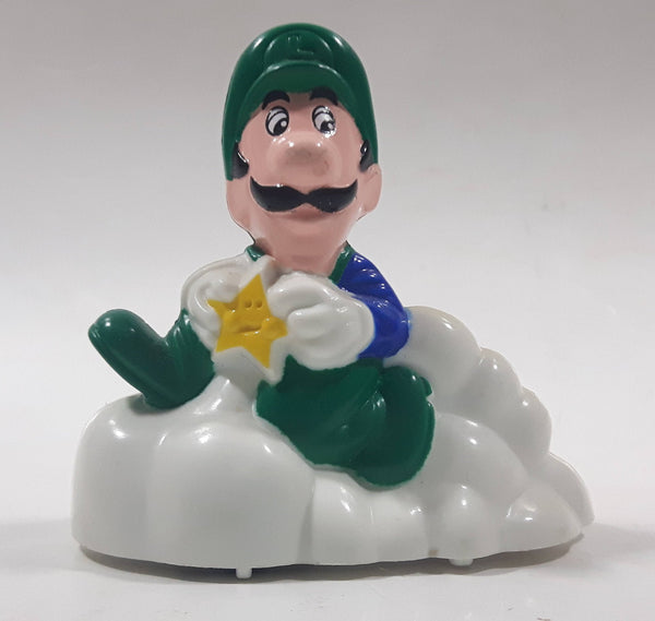 1989 McDonald's Nintendo Super Mario Bros. 3 Luigi Holding Star on a Cloud Plastic 2 1/4" Long Pullback Toy Character Car Vehicle