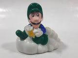 1989 McDonald's Nintendo Super Mario Bros. 3 Luigi Holding Star on a Cloud Plastic 2 1/4" Long Pullback Toy Character Car Vehicle