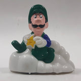 1989 McDonald's Nintendo Super Mario Bros. 3 Luigi Holding Star on a Cloud Plastic 2 1/4" Long Pullback Toy Character Car Vehicle
