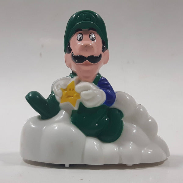 1989 McDonald's Nintendo Super Mario Bros. 3 Luigi Holding Star on a Cloud Plastic 2 1/4" Long Pullback Toy Character Car Vehicle
