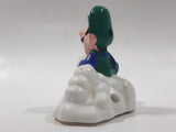 1989 McDonald's Nintendo Super Mario Bros. 3 Luigi Holding Star on a Cloud Plastic 2 1/4" Long Pullback Toy Character Car Vehicle