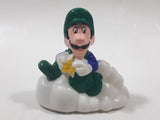 1989 McDonald's Nintendo Super Mario Bros. 3 Luigi Holding Star on a Cloud Plastic 2 1/4" Long Pullback Toy Character Car Vehicle