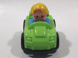 Little People Blonde Boy Male Blue Clothes Green Plastic Toy Sports Car Vehicle Made in Mexico