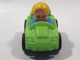 Little People Blonde Boy Male Blue Clothes Green Plastic Toy Sports Car Vehicle Made in Mexico