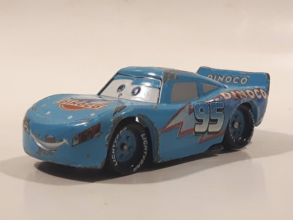Disney Pixar Cars Lightning McQueen Dinoco #95 Blue Die Cast Toy Car Vehicle