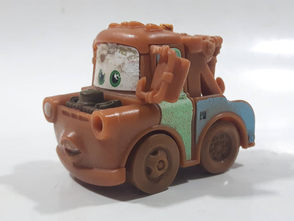 Disney Pixar Cars Tow Mater Brown Plastic Toy Car Vehicle - Busted Side Mirrors