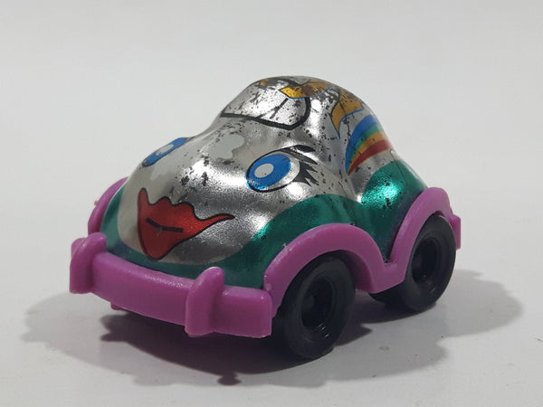 1997 Kinder Surprise Pink Rainbow Girl Chrome and Pink Plastic Miniature Toy Car Vehicle K97 N32
