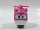 2016 Alpha Audley Miniature Helicopter with Eyes Pink and White Die Cast Toy Car Vehicle