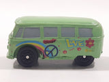 Disney Pixar Cars VW Bus Fillmore Volkswagen Groovy Love Flower Power Van Green Mini PVC Hard Rubber Toy Car Vehicle