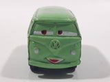 Disney Pixar Cars VW Bus Fillmore Volkswagen Groovy Love Flower Power Van Green Mini PVC Hard Rubber Toy Car Vehicle