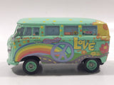 Disney Pixar Cars VW Bus Fillmore Volkswagen Groovy Love Flower Power Van Green Die Cast Toy Car Vehicle