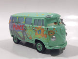 Disney Pixar Cars VW Bus Fillmore Volkswagen Groovy Love Flower Power Van Green Die Cast Toy Car Vehicle