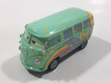 Disney Pixar Cars VW Bus Fillmore Volkswagen Groovy Love Flower Power Van Green Die Cast Toy Car Vehicle