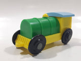 Unknown Brand Train Locomotive Yellow Green Blue 2 7/8" Long Plastic Toy Car Vehicle 350-1