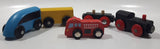 Set of 5 Magnetic Wood Train Car and Locomotive Toys 2 1/2" to 2 3/4"