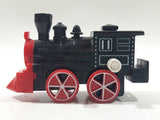 Unknown Brand Train Engine Locomotive Wind Up Black and Red Plastic Die Cast Toy Vehicle Not Working 3 1/2" Long