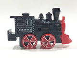 Unknown Brand Train Engine Locomotive Wind Up Black and Red Plastic Die Cast Toy Vehicle Not Working 3 1/2" Long
