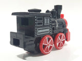Unknown Brand Train Engine Locomotive Wind Up Black and Red Plastic Die Cast Toy Vehicle Not Working 3 1/2" Long
