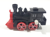 Unknown Brand Train Engine Locomotive Wind Up Black and Red Plastic Die Cast Toy Vehicle Not Working 3 1/2" Long