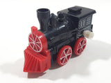 Unknown Brand Train Engine Locomotive Wind Up Black and Red Plastic Die Cast Toy Vehicle Not Working 3 1/2" Long