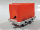 Unknown Brand Circus Passenger Car Orange and White 2 1/8" Long Plastic Die Cast Toy Vehicle Made in Hong Kong