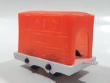 Unknown Brand Circus Passenger Car Orange and White 2 1/8" Long Plastic Die Cast Toy Vehicle Made in Hong Kong