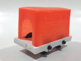 Unknown Brand Circus Passenger Car Orange and White 2 1/8" Long Plastic Die Cast Toy Vehicle Made in Hong Kong