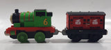 2011 Mattel Thomas & Friends Green #6 Percy Pulling Red Mail Car 5 1/2" Long Magnetic Die Cast Toy Vehicle W6269