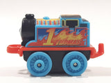2014 Thomas & Friends Minis #1 Thomas Blue with Flames 2" Long Plastic Die Cast Toy Vehicle CGM30