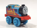 2014 Thomas & Friends Minis #1 Thomas Blue with Flames 2" Long Plastic Die Cast Toy Vehicle CGM30