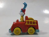 1990 Playskool Warner Bros. Bugs Bunny Fire Truck Red and Yellow Die Cast Toy Character Car Vehicle