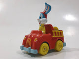 1990 Playskool Warner Bros. Bugs Bunny Fire Truck Red and Yellow Die Cast Toy Character Car Vehicle