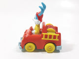 1990 Playskool Warner Bros. Bugs Bunny Fire Truck Red and Yellow Die Cast Toy Character Car Vehicle