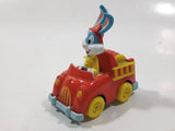 1990 Playskool Warner Bros. Bugs Bunny Fire Truck Red and Yellow Die Cast Toy Character Car Vehicle