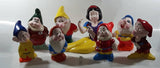 Walt Disney Production Snow White And The Seven Dwarfs + Song Bird Hand Painted Ceramic Pottery Garden Statue Set
