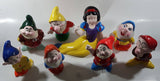 Walt Disney Production Snow White And The Seven Dwarfs + Song Bird Hand Painted Ceramic Pottery Garden Statue Set