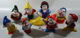 Walt Disney Production Snow White And The Seven Dwarfs + Song Bird Hand Painted Ceramic Pottery Garden Statue Set