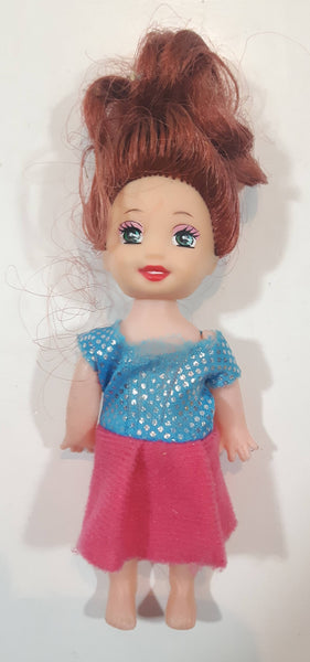 Kelly Doll in Pink Skirt and Blue Top 4" Tall Plastic Toy