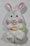 Vintage 1973 Avon Easter Bunny Shaped Solid Glace Scented Perfume Fragrance Compact White Plastic 1 3/8" x 2 5/8" Brooch Pin
