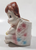 Vintage Cute Baby Playing Drum 5 1/2" Tall Ceramic Pottery Flower Planter Made in Japan
