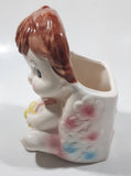 Vintage Cute Baby Playing Drum 5 1/2" Tall Ceramic Pottery Flower Planter Made in Japan