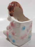 Vintage Cute Baby Playing Drum 5 1/2" Tall Ceramic Pottery Flower Planter Made in Japan